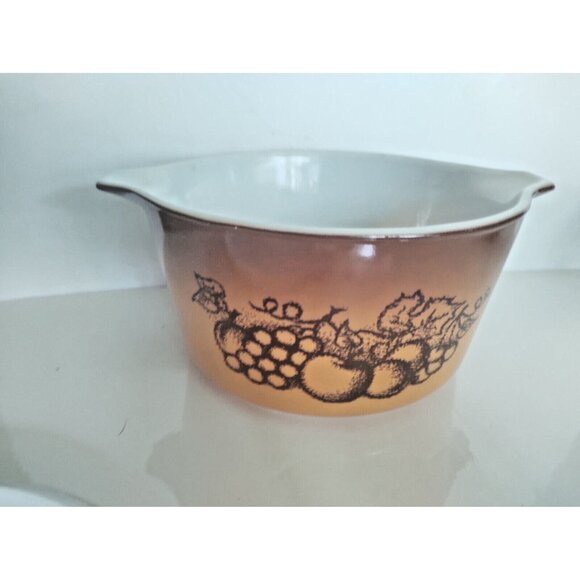 Vintage Pyrex Old Orchard Casserole Dish 473 1 Qt  Bowl w Lid - Picture 12 of 15